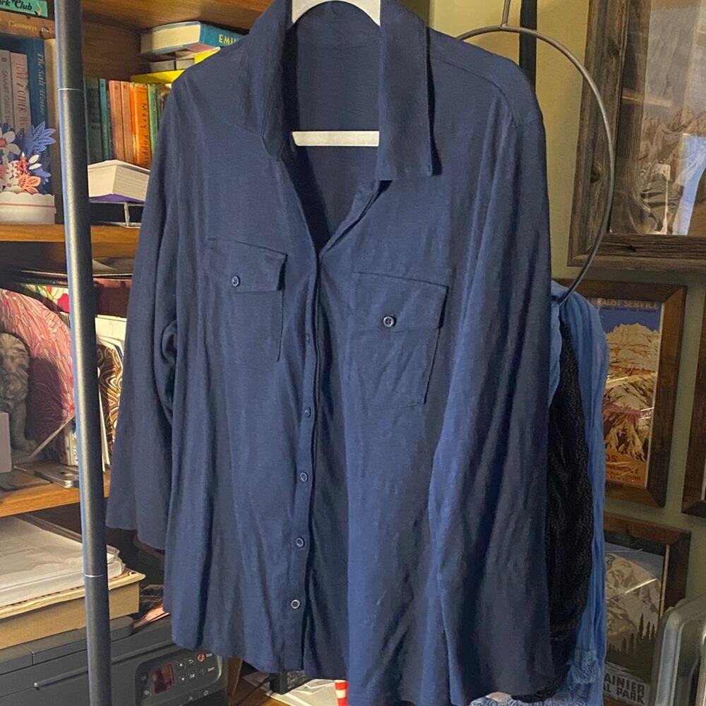 Classic Navy Women's Button Down Shirt